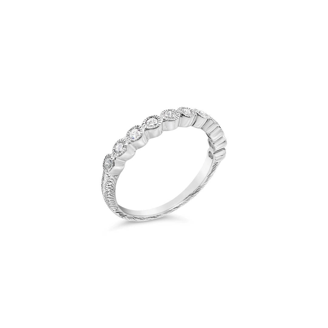 18K White Gold .29 CTW Diamond Milgrain Bezel Band