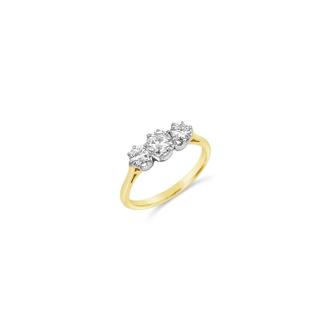 Platinum and 18K Yellow Gold .45 Carat Old Mine Cut Diamond Engagement Ring