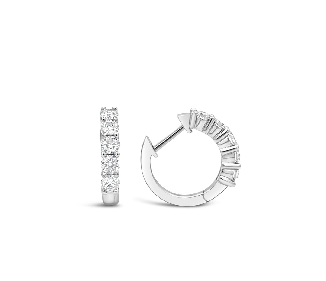 14K White Gold Diamond Hoop Earrings