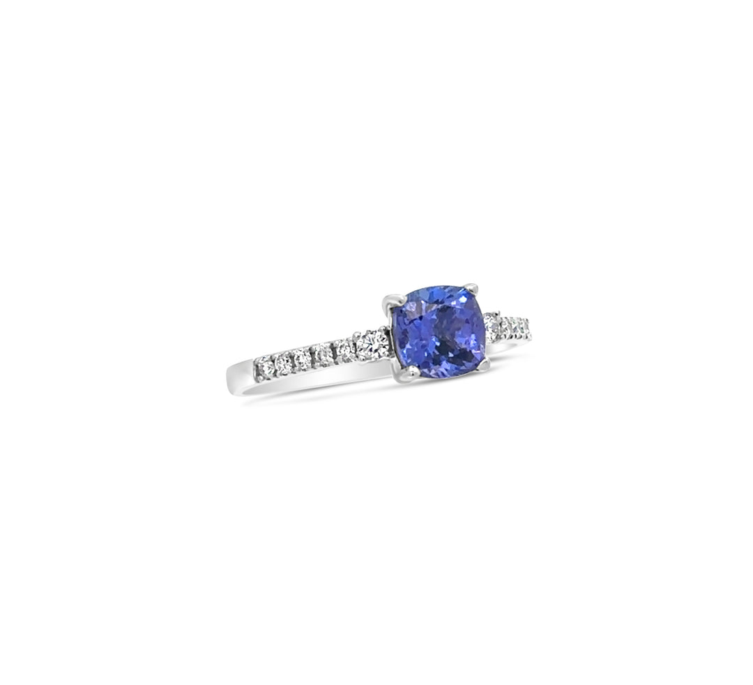 14K White Gold Tanzanite and Diamond Ring