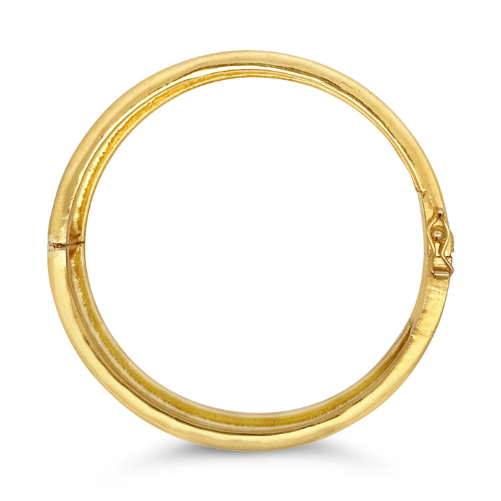 24K Yellow Gold Carved Floral Bangle