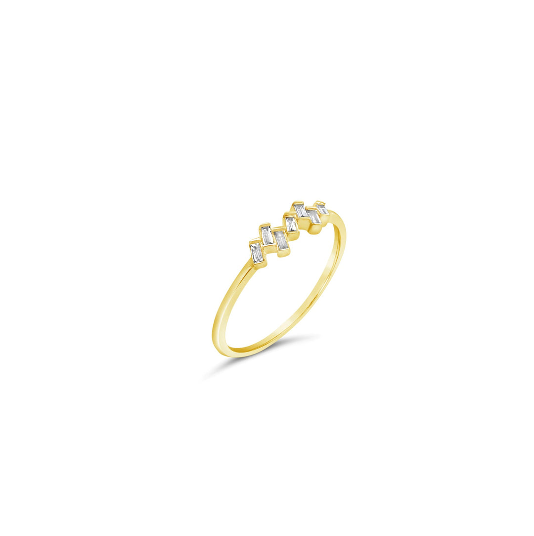 14K Yellow Gold .10 CTW Diamond Geometric Stacking Band