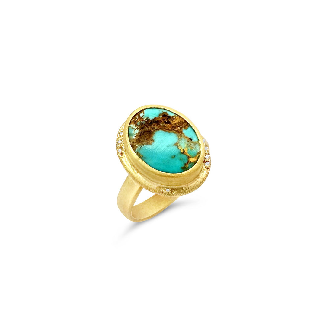 24K Yellow Gold 5.80ct Turquoise Ring