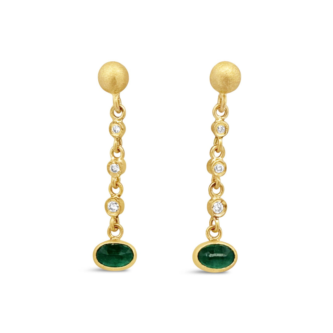 24K Yellow Gold .92 Carat Emerald Earrings