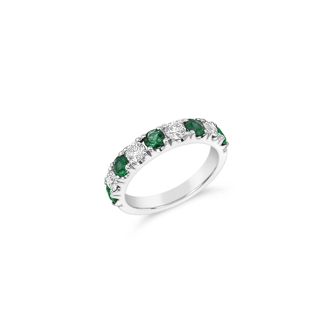 14K White Gold Emerald and Diamond Ring