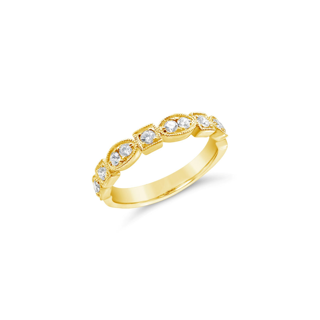 14K Yellow Gold Geometric .29 CTW Diamond Stacking Band