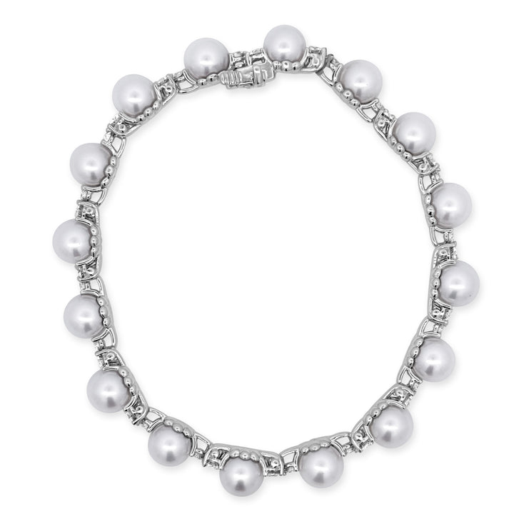 Platinum Diamond and Pearl 'Tiffany' Estate Bracelet