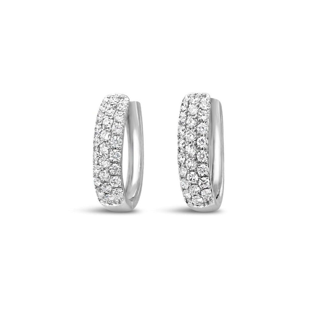 14K White Gold .65 CTW Diamond Pavé Hug Hoop Earrings
