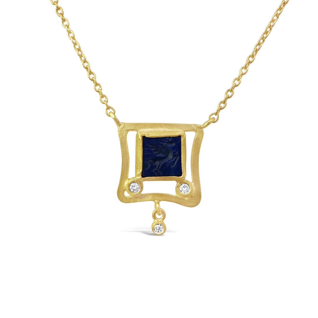 24K Yellow Gold 1.84ct Lapis Necklace