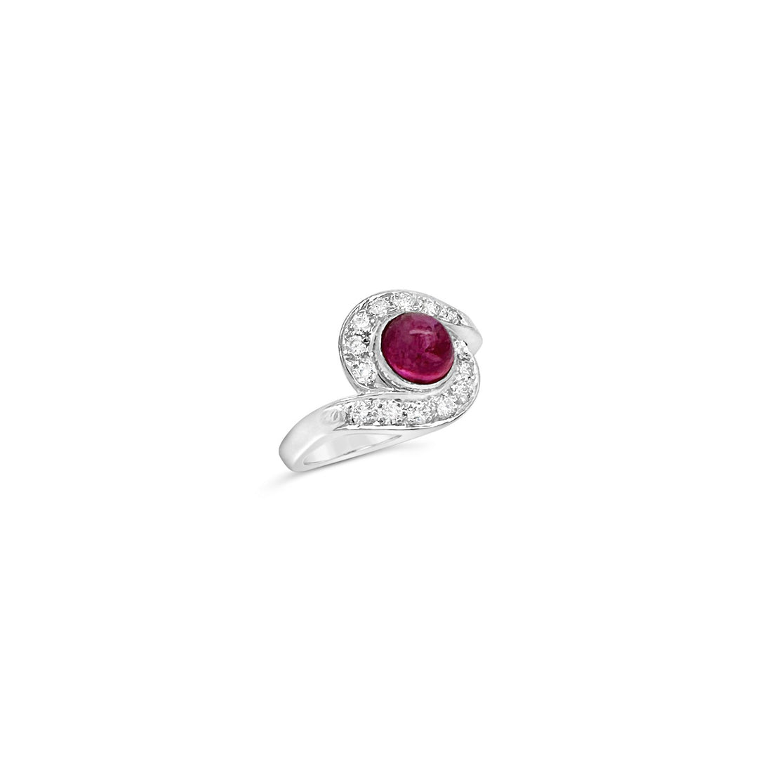 Platinum 1.50ct Ruby and .35ctw Diamond J E Caldwell Estate Ring Circa 1950s