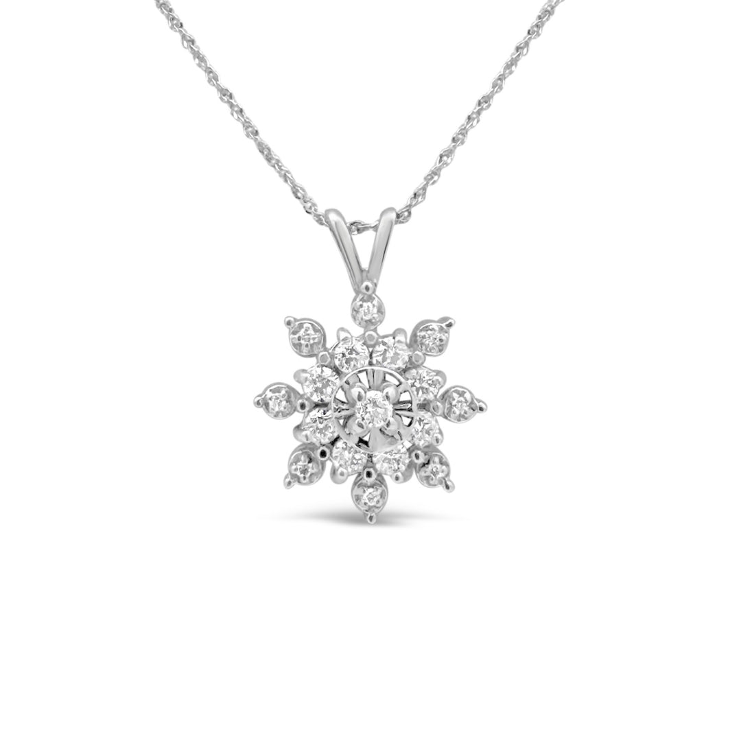 14K White Gold .36 Carat Diamond Snowflake Pendant