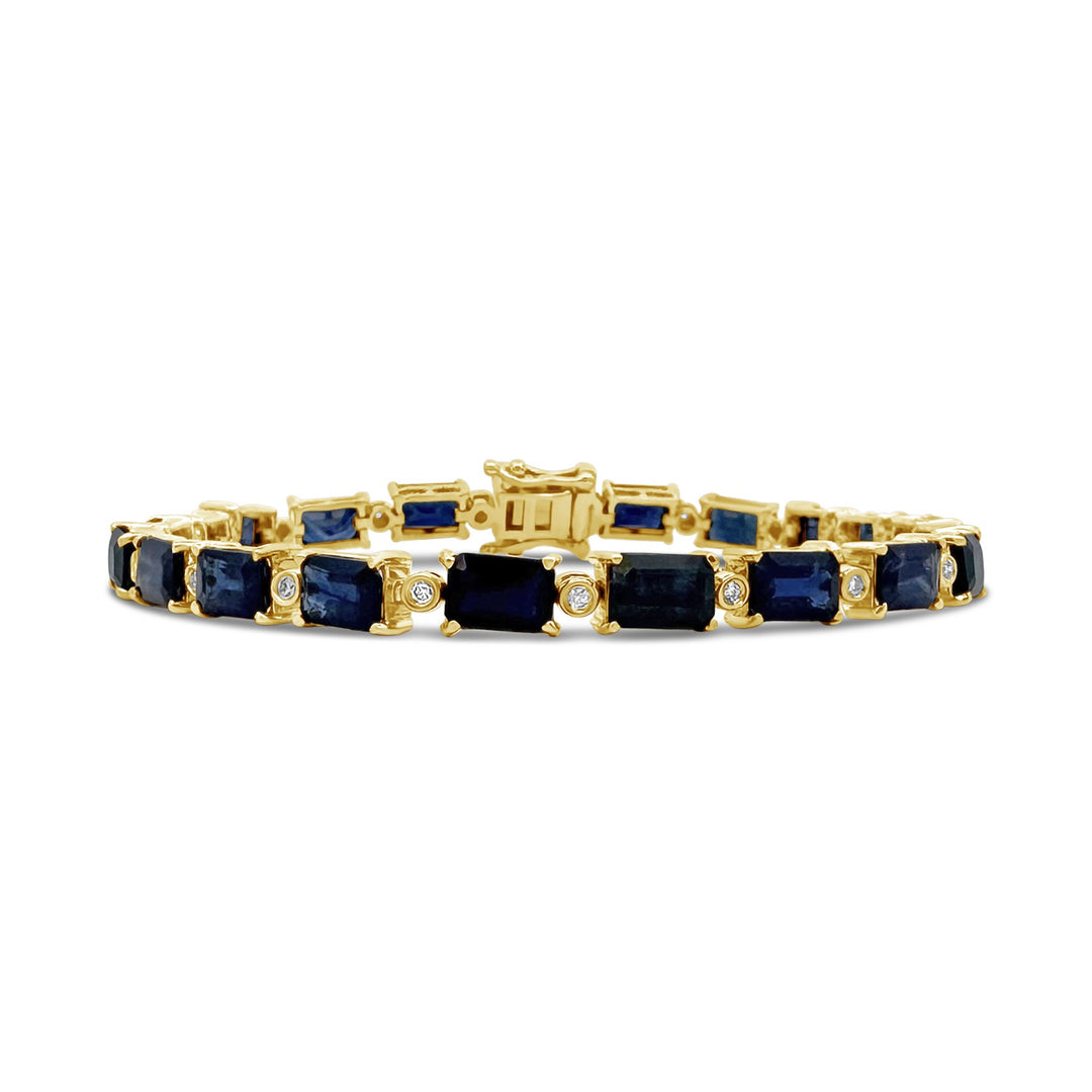14K Yellow Gold 14.50 Carat Sapphire Tennis Bracelet