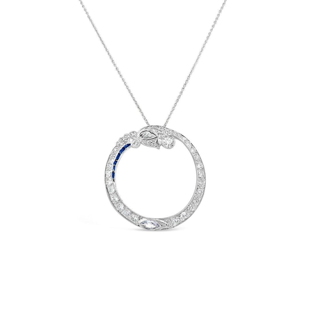 Platinum 2.20ctw Diamond Art Deco Estate Necklace