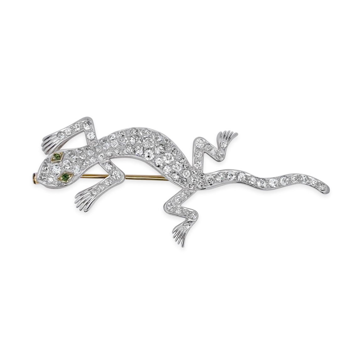Platinum 2.60 CTW Diamond Edwardian Lizard Estate Pin