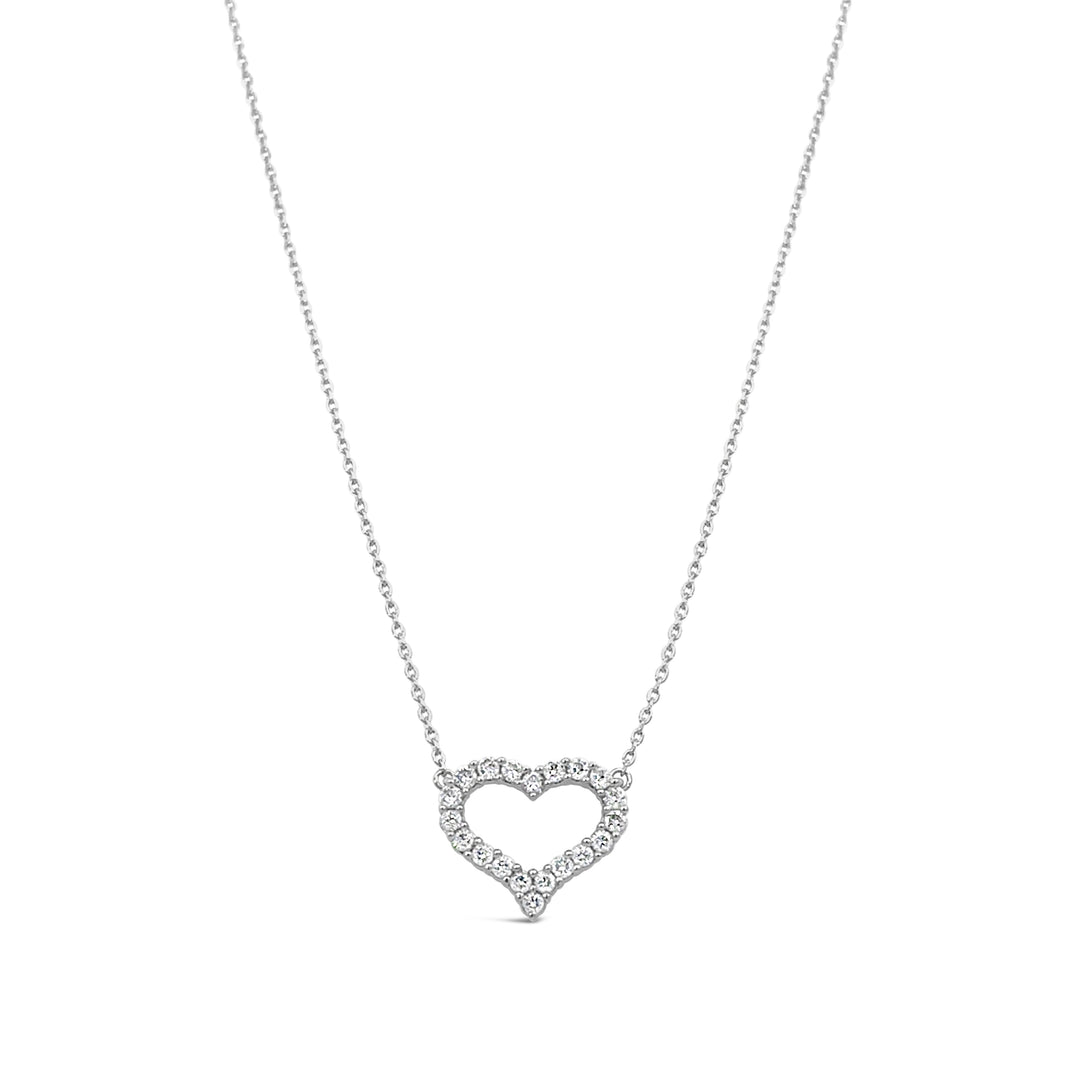 14K White Gold Diamond Open Heart Necklace – 0.25 CTW