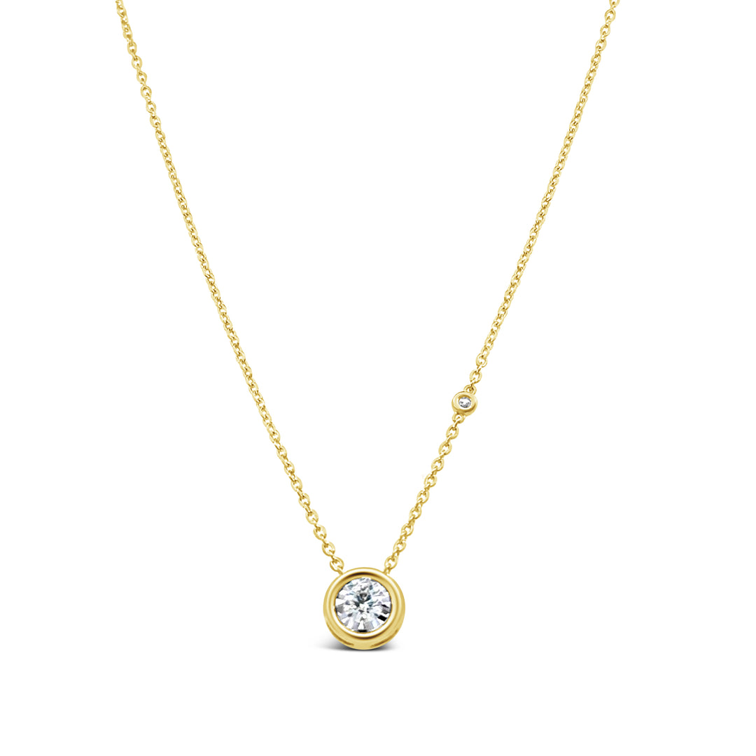 14K Yellow Gold Bezel-Set Diamond Solitaire Necklace – 0.25 CT