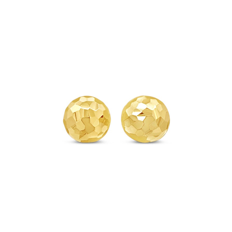14K Yellow Gold Hammered Ball Earrings