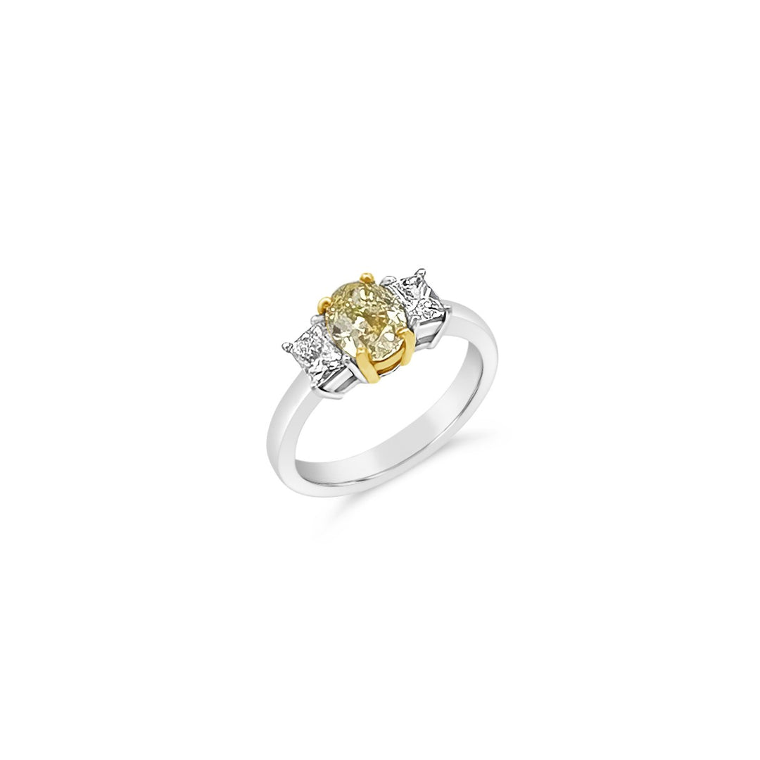 Platinum and 18K Yellow Gold Yellow Diamond Engagement Ring