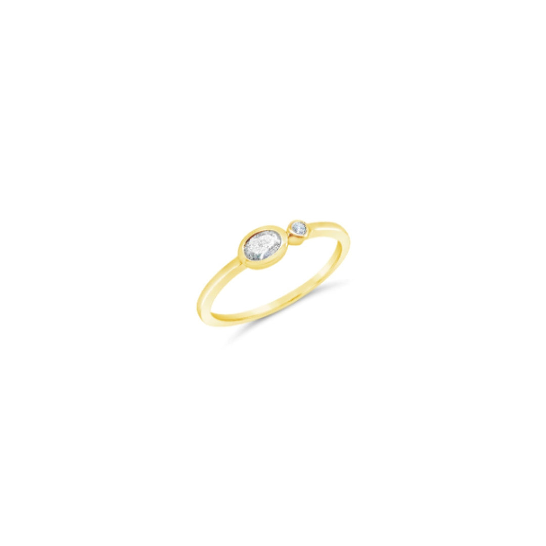 14K Yellow Gold .17 CTW Diamond Bezel Set Oval & Round Band