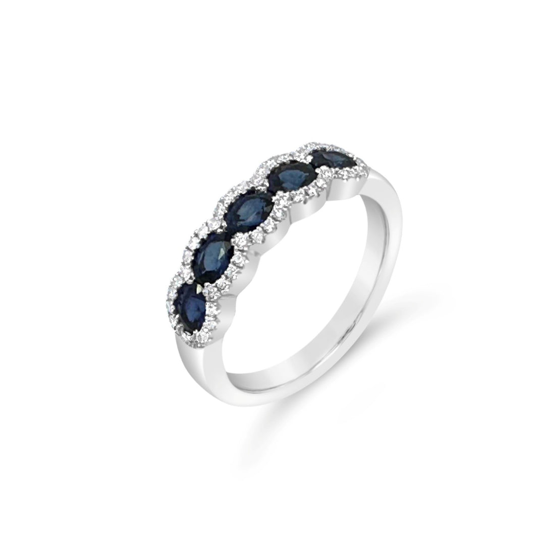 18K White Gold 1.15 CTW Sapphire & .18 CTW Diamond Band