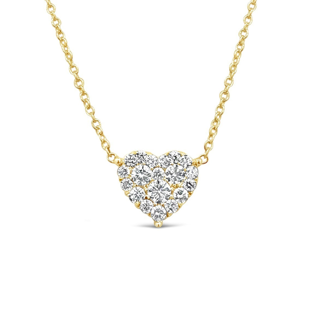 18K Yellow Gold Heart Necklace with Diamond