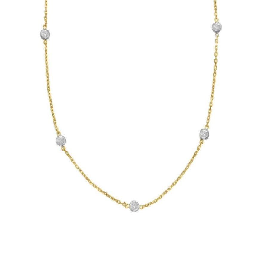 14K Yellow and White Gold Diamonds by the Yard Necklace