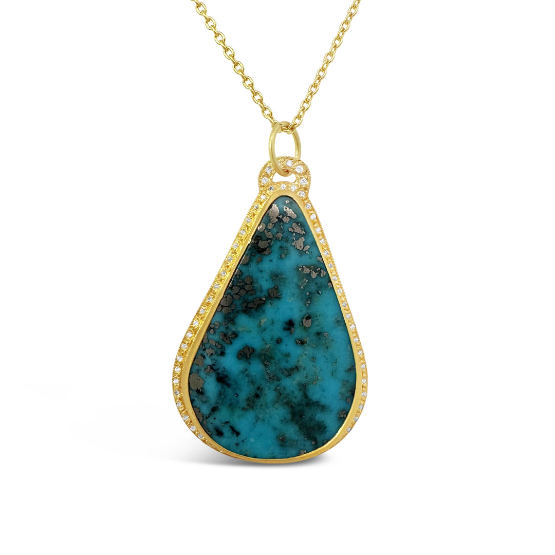 24K Yellow Gold 39.40ct Turquoise Necklace