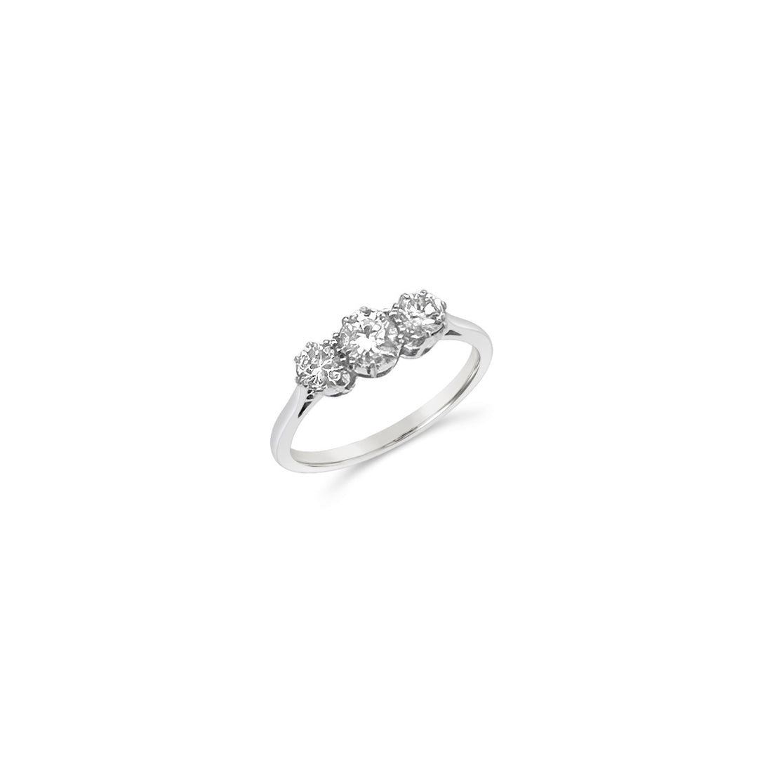 Platinum and 18K White Gold Old Mine Cut Diamond Engagement Ring