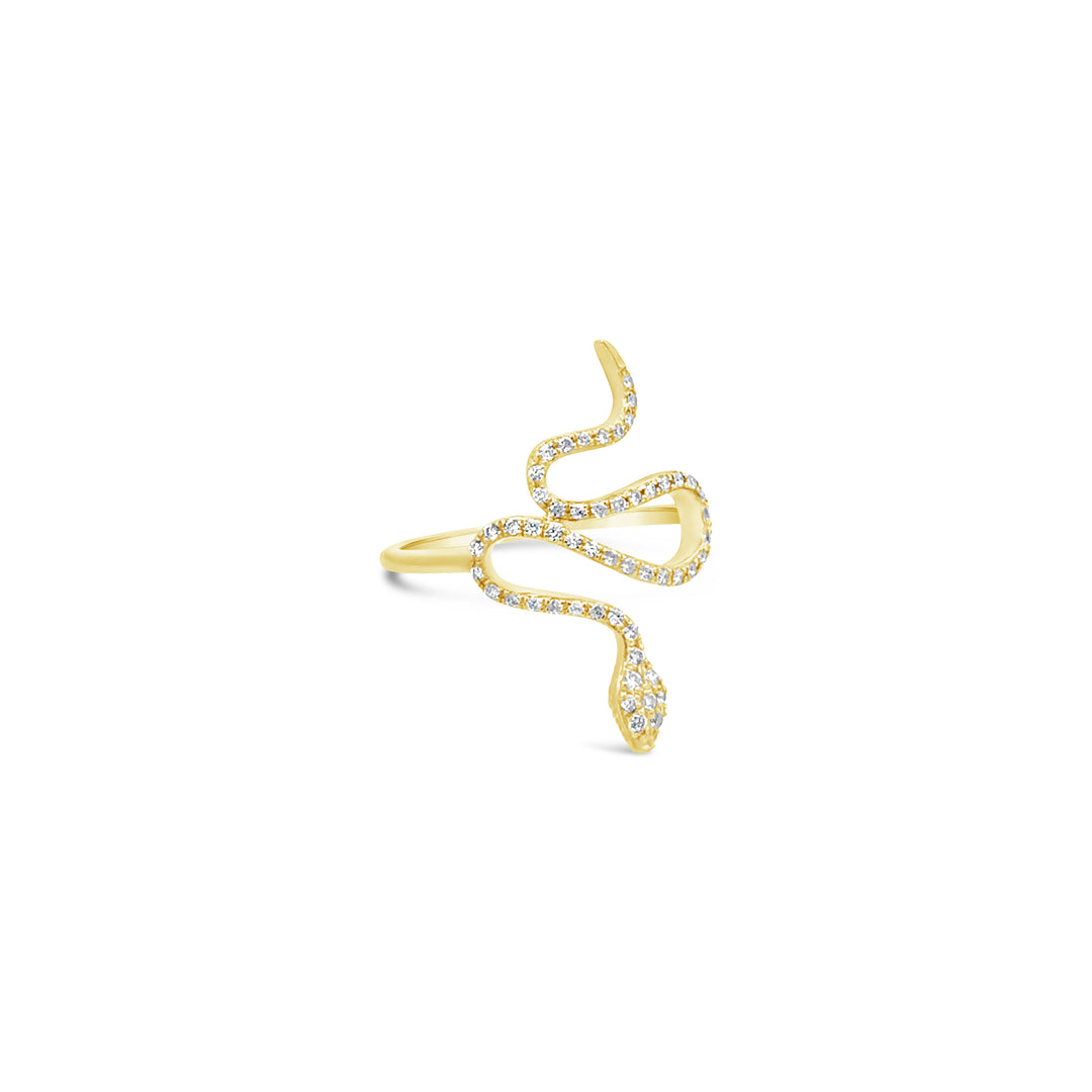 14K Yellow Gold Diamond Snake Ring