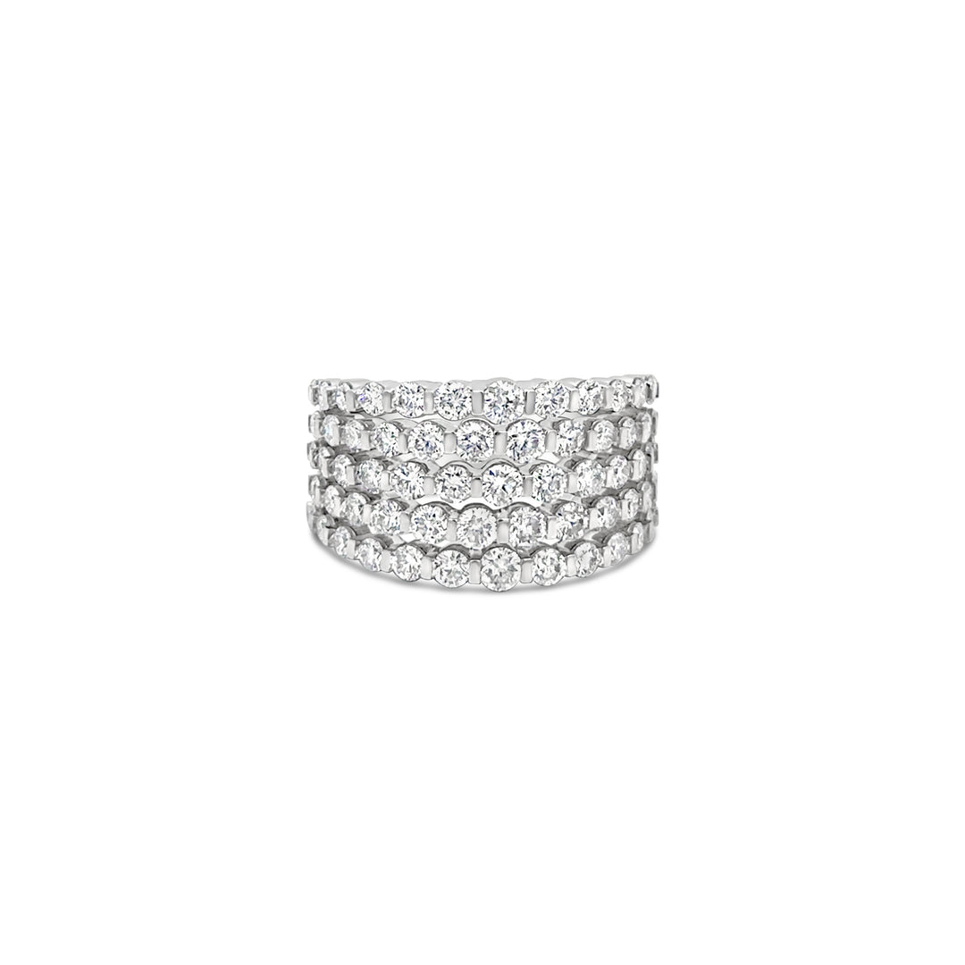 14K White Gold Five-Row Diamond Band (2.50 CTW)