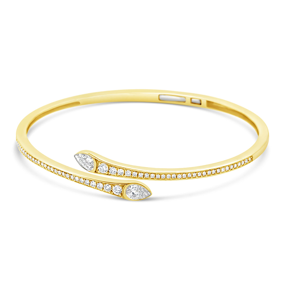 14K Yellow Gold Diamond Wrap Bangle Bracelet