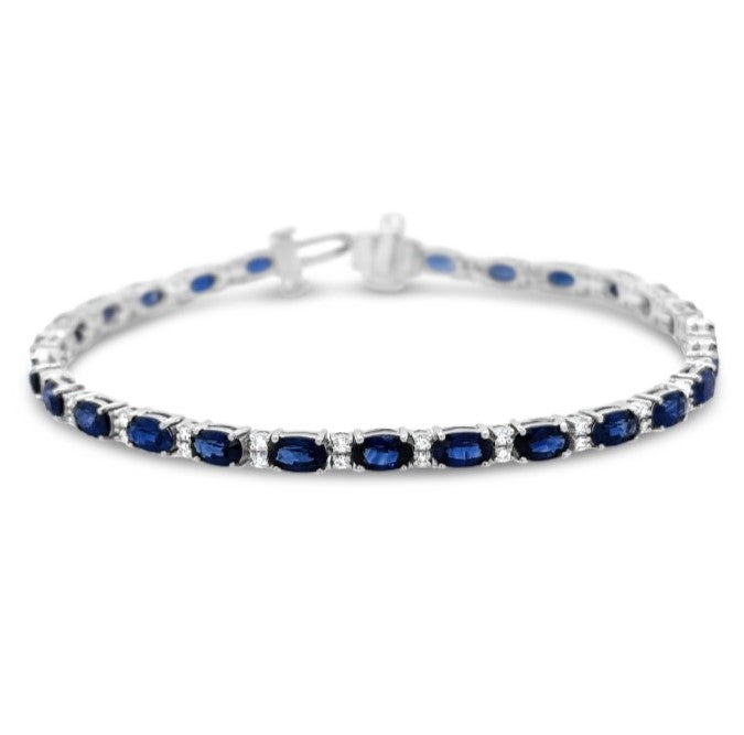 18K White Gold 6.62ctw Sapphire and Diamond Bracelet