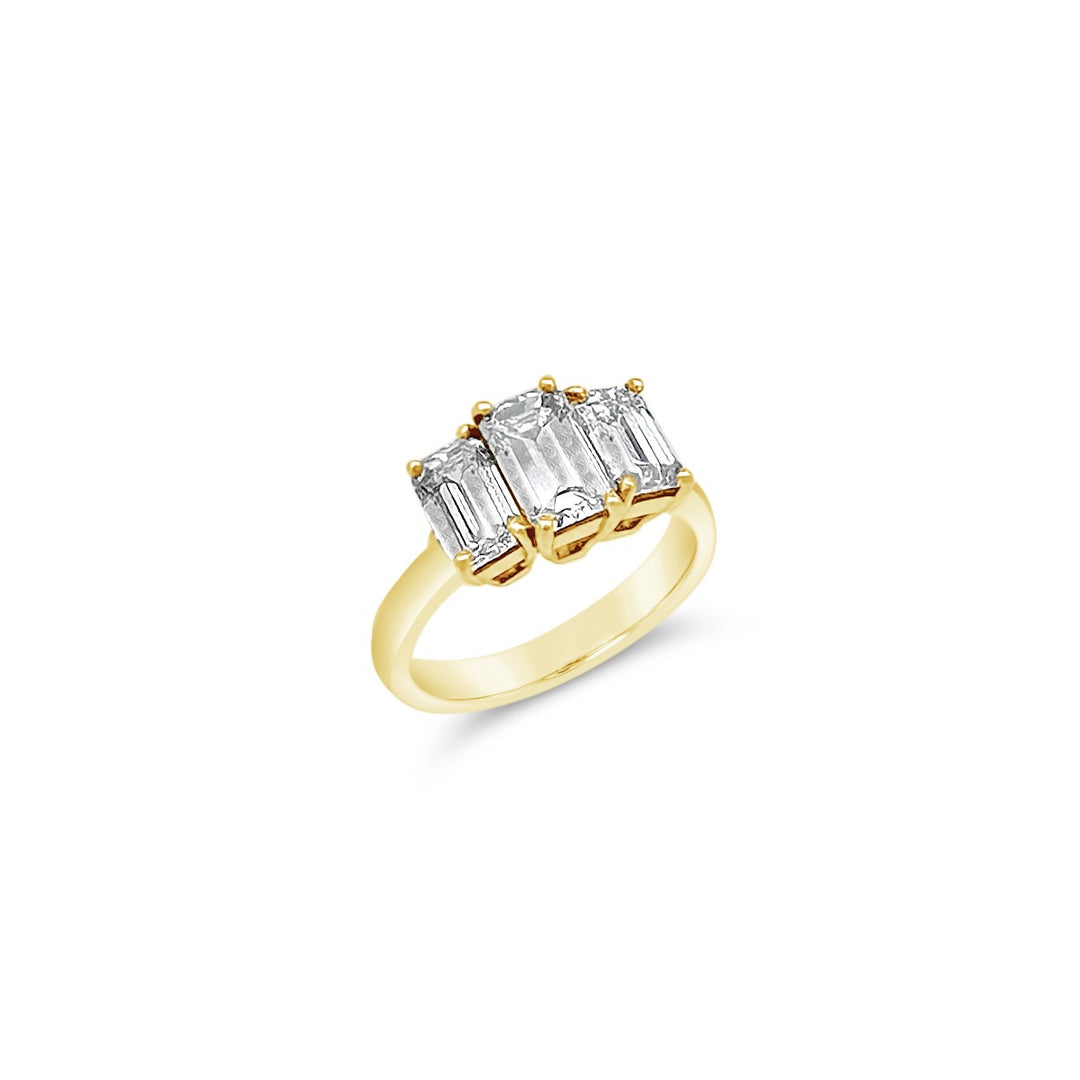 18K Yellow Gold Three Diamond Engagement Ring