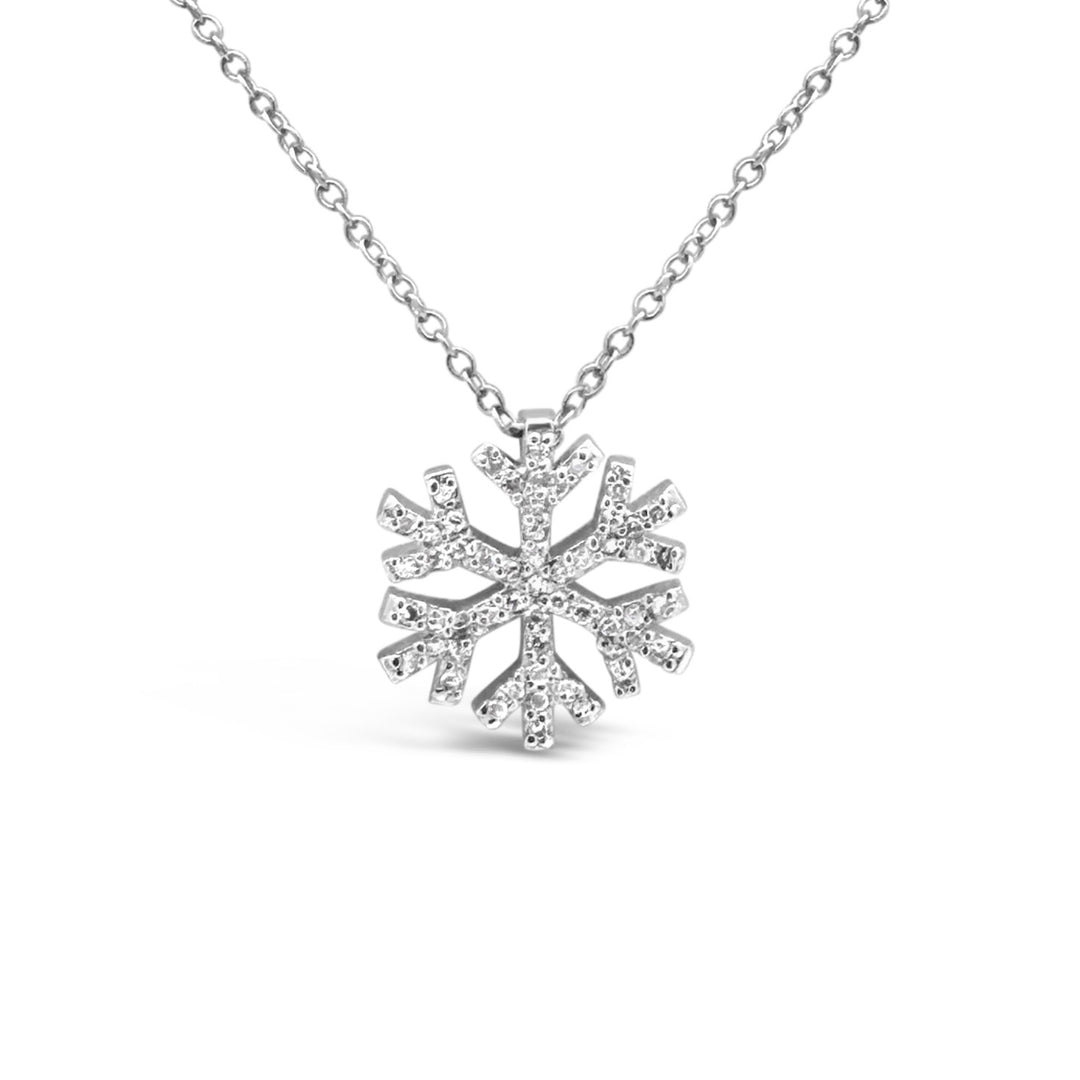 14K White Gold .44 Carat Diamonds Snowflake Pendant