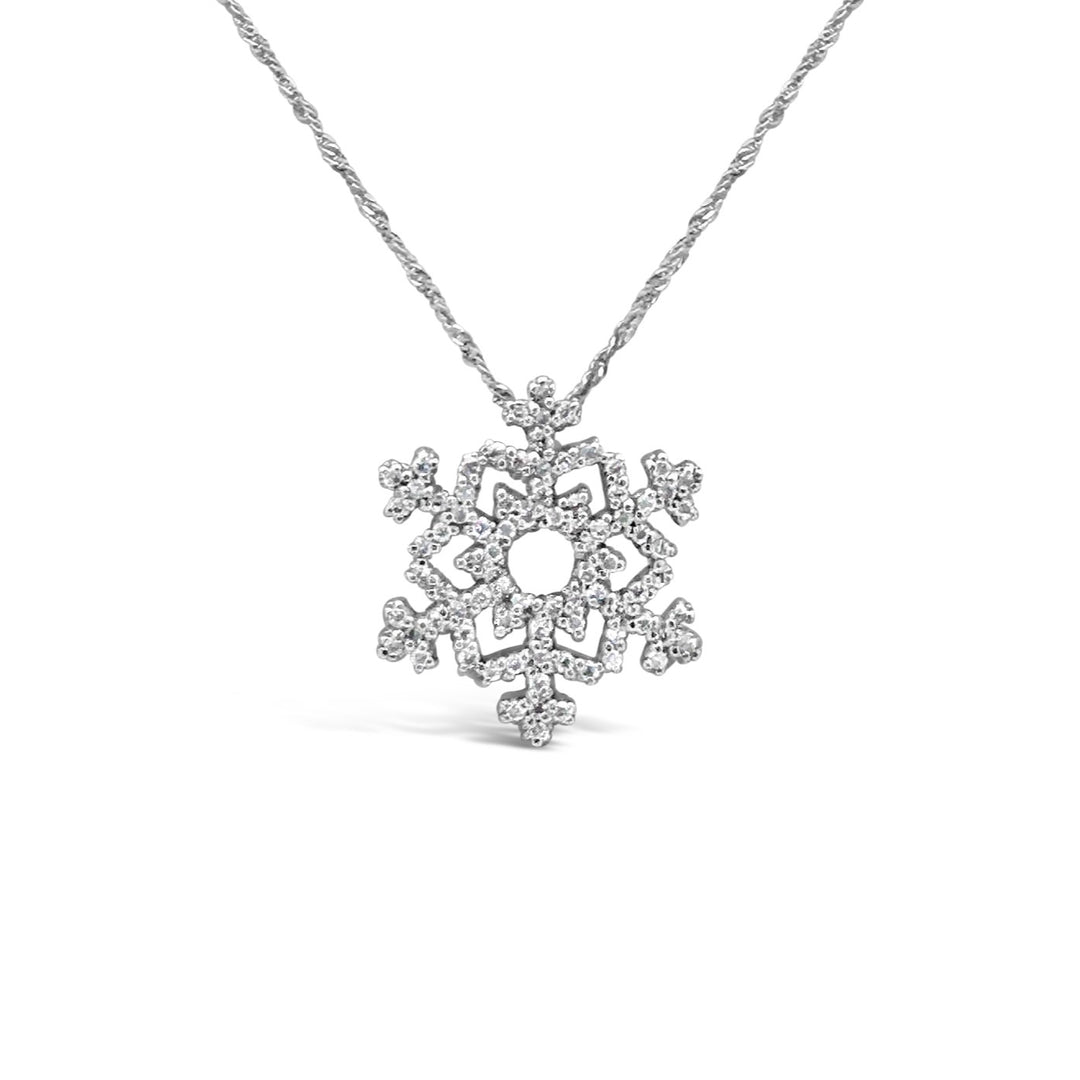 14K White Gold .29 Carat Diamond Snowflake Pendant