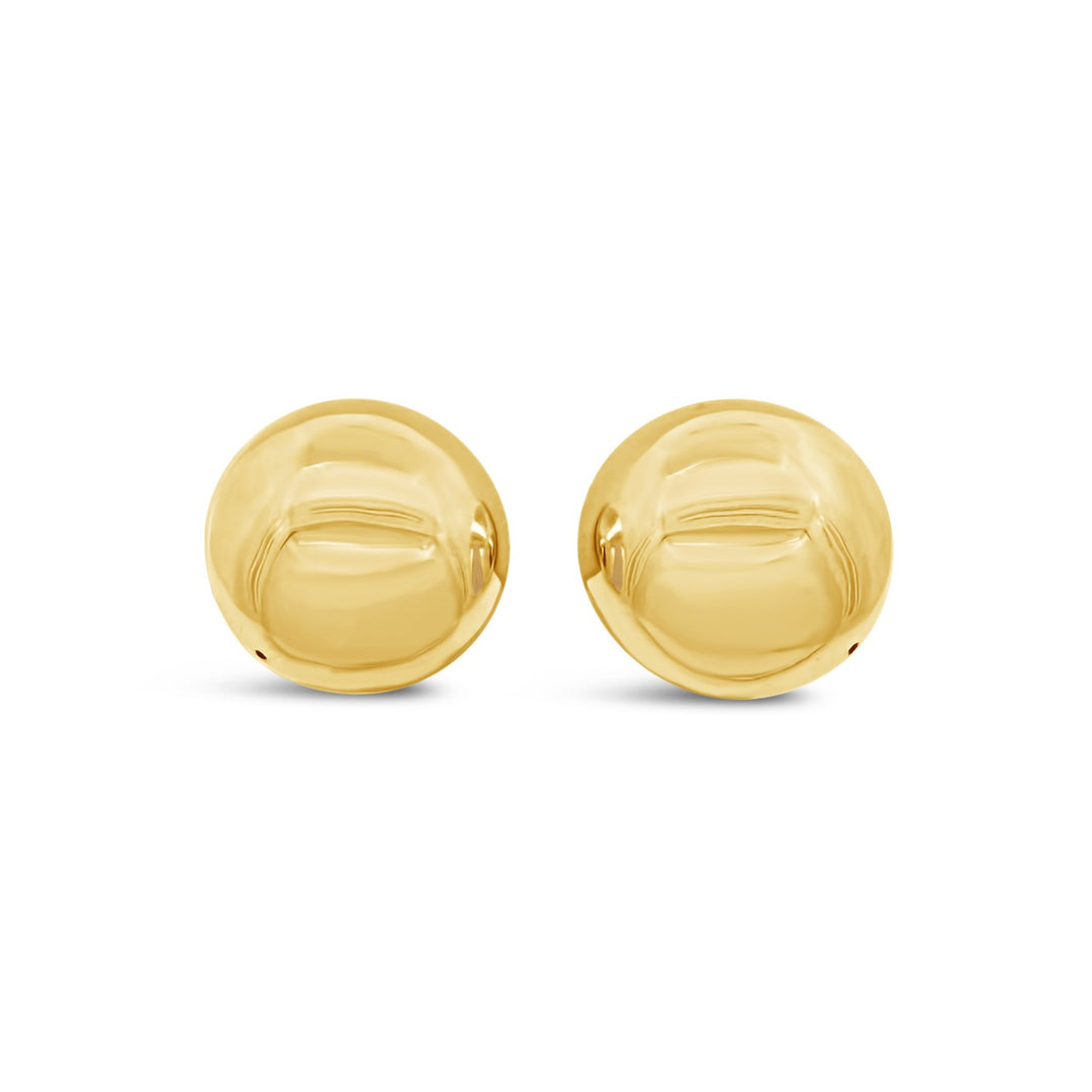 14K Yellow Gold Round Button Earrings