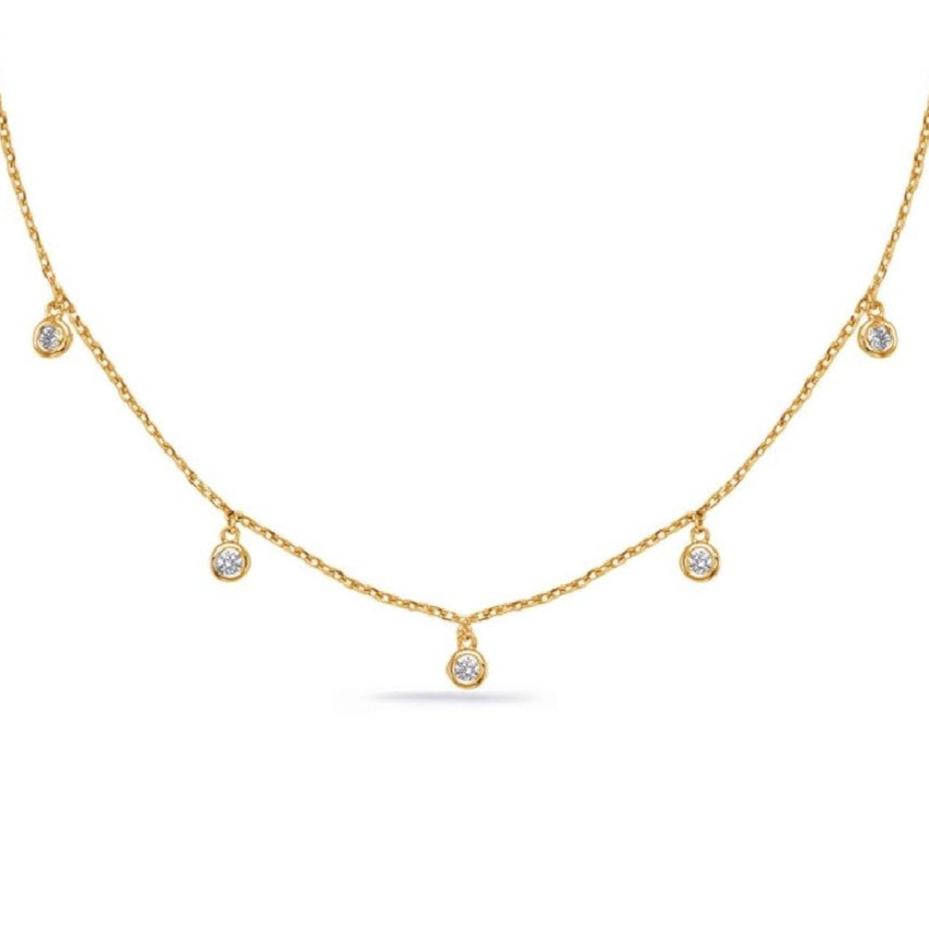 14K Yellow Gold .21ctw Diamond Dangle Necklace