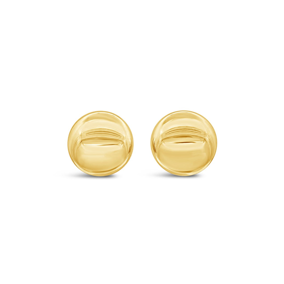14K Yellow Gold Round Button Ball Earrings