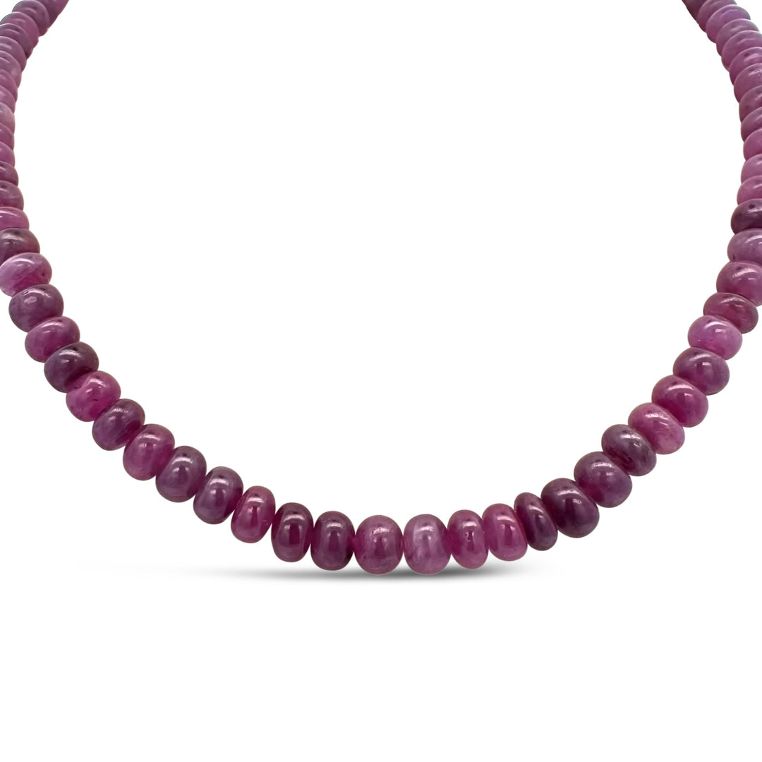 7mm Ruby Bead Necklace