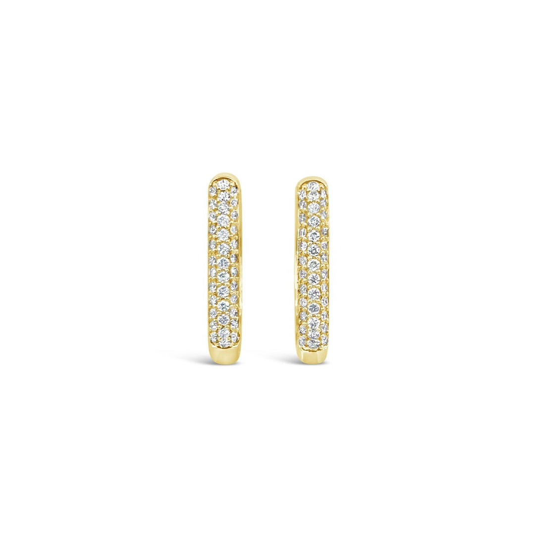 14K Yellow Gold .50 CTW Diamond Pave Hoop Earrings