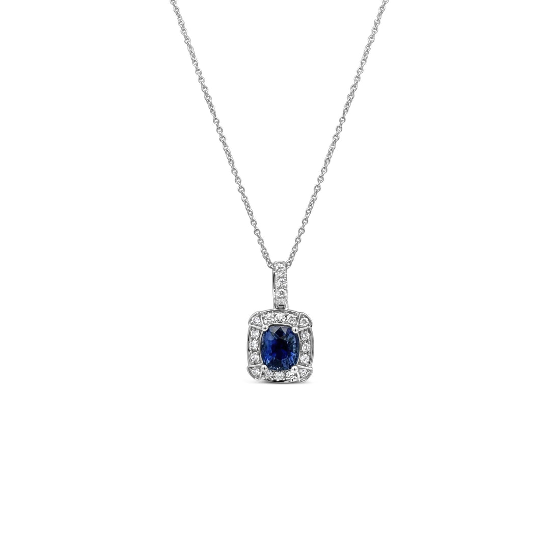14K White Gold 1.49 Carat Sapphire Necklace