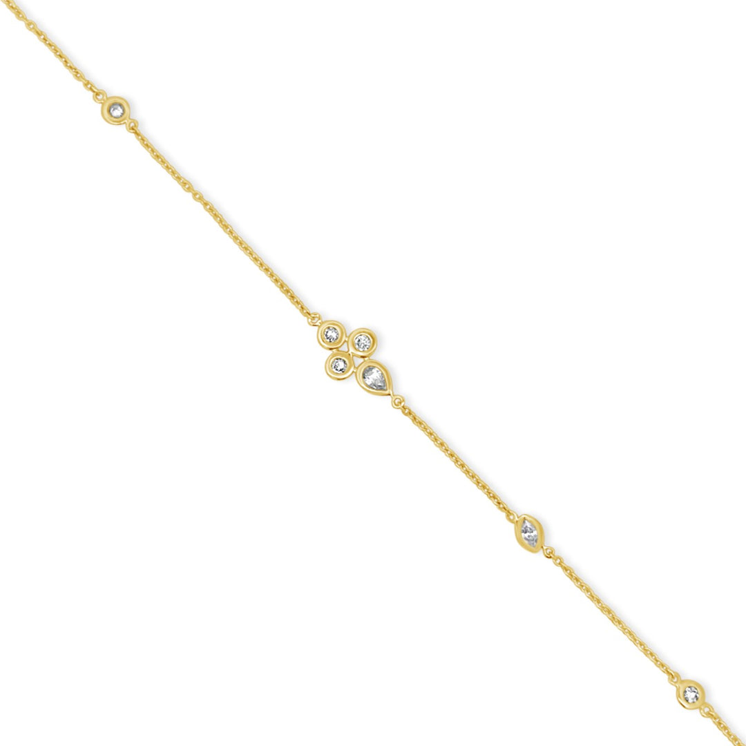 14K Yellow Gold .30 CTW Diamond Cluster Bracelet