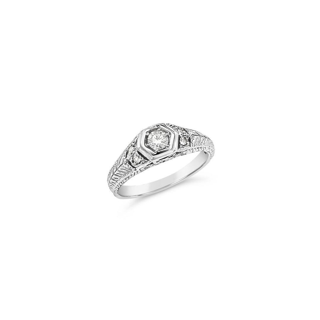 14K White Gold .16 Carat Diamond Engagement Ring