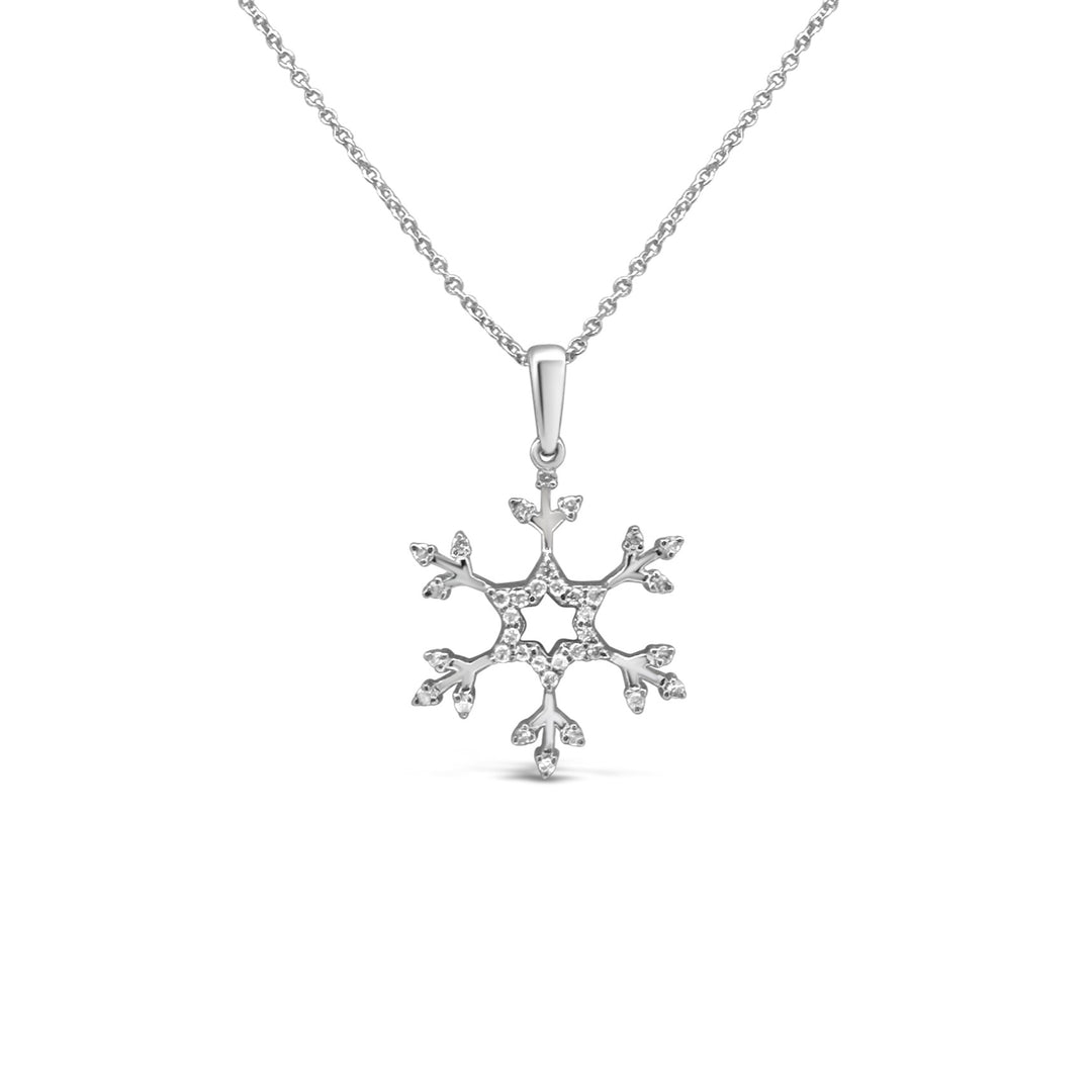 14K White Gold Diamond Snowflake Pendant
