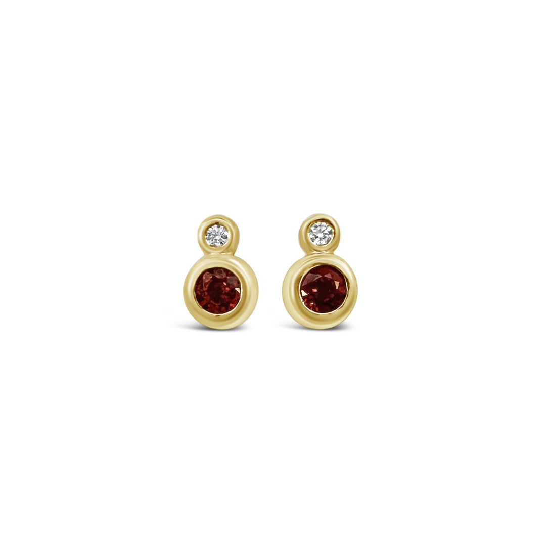 14K Yellow Gold 1.58ctw Spessartine and Diamond NTF Custom Design Earrings
