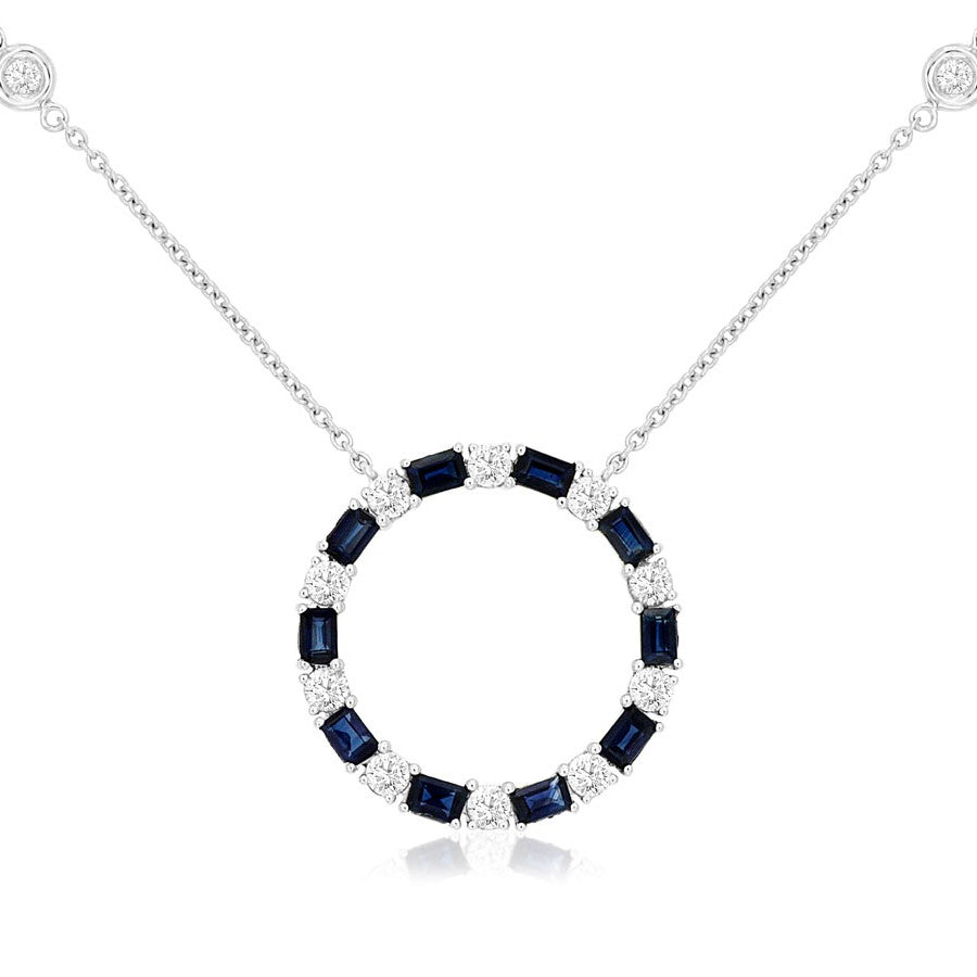 14K White Gold 1.20 CTW Sapphire Necklace