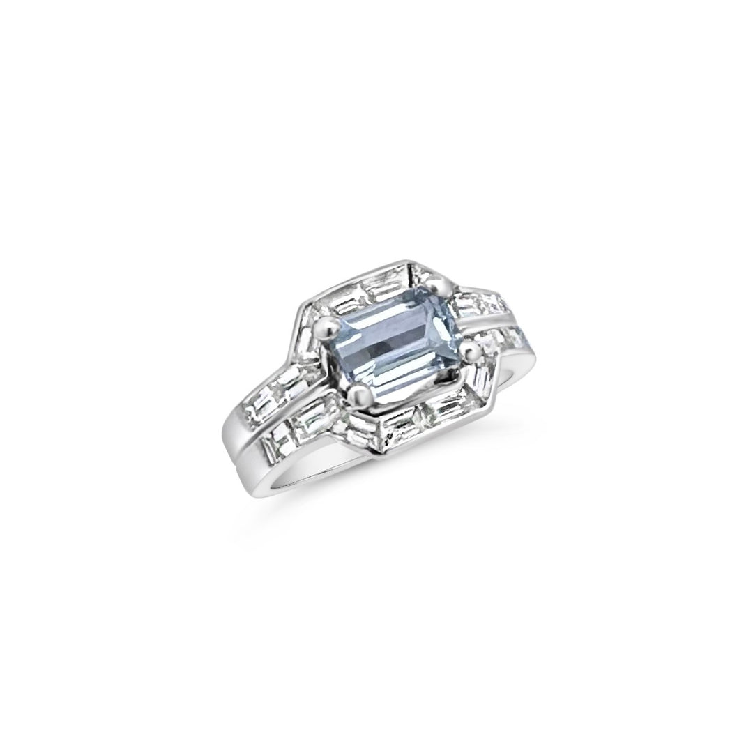 Platinum 1.12 Carat Aquamarine Estate Ring