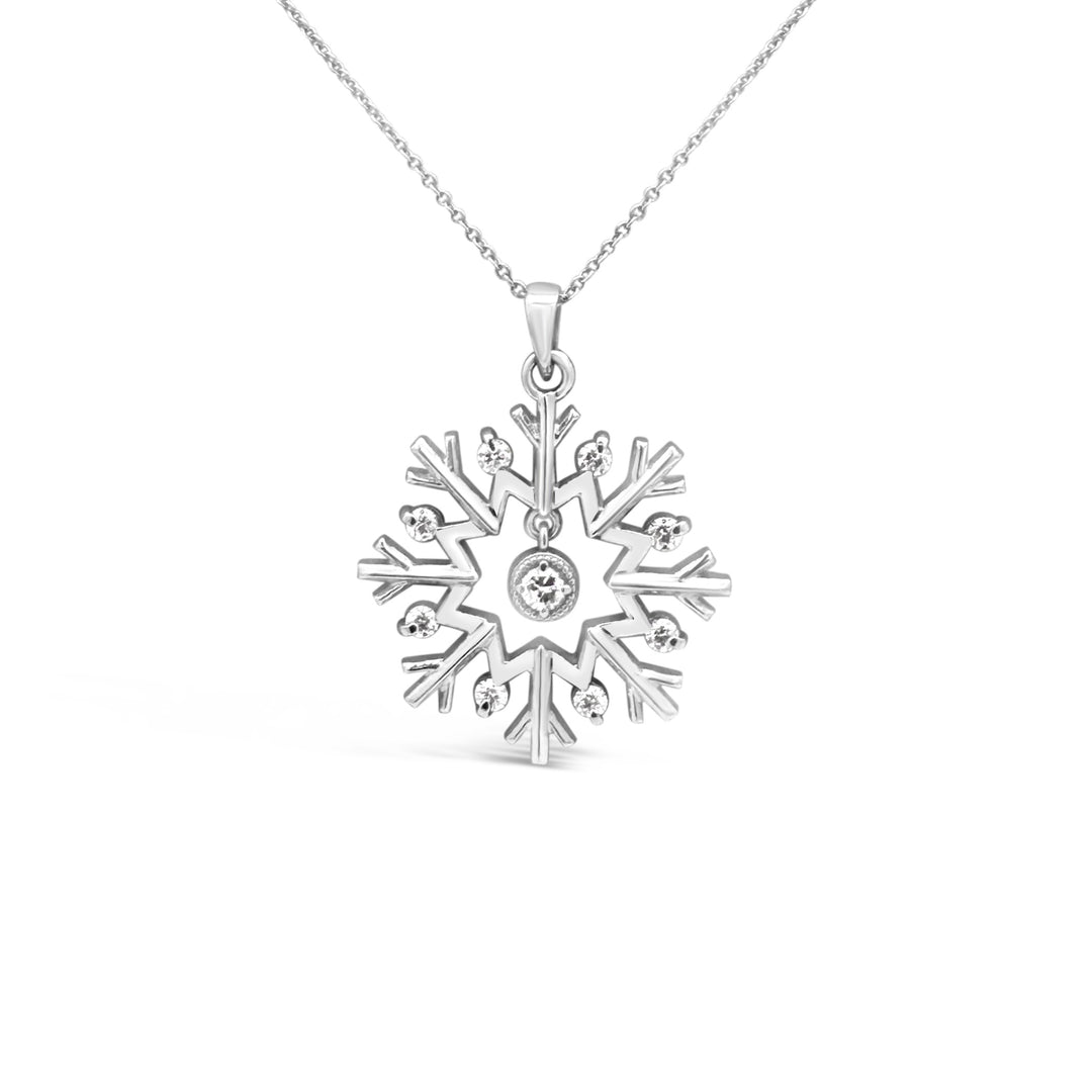 14K White Gold .44 Carat Diamond Snowflake Necklace