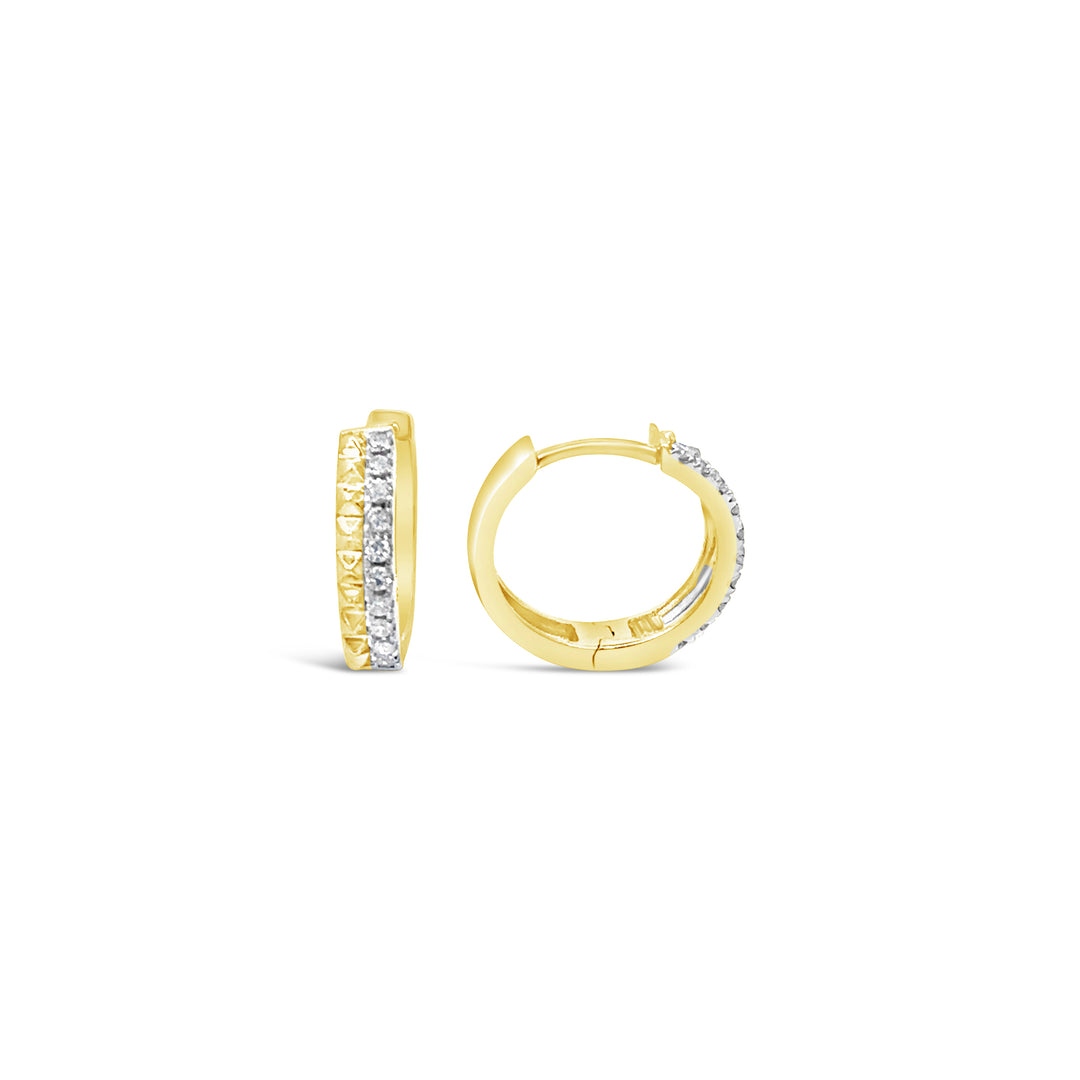 14K Yellow Gold Diamond Hoop Earrings