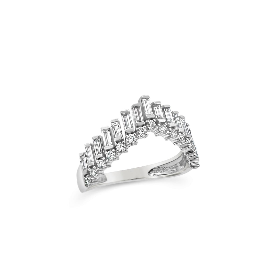 14K White Gold .75CTW Diamond Crown Ring